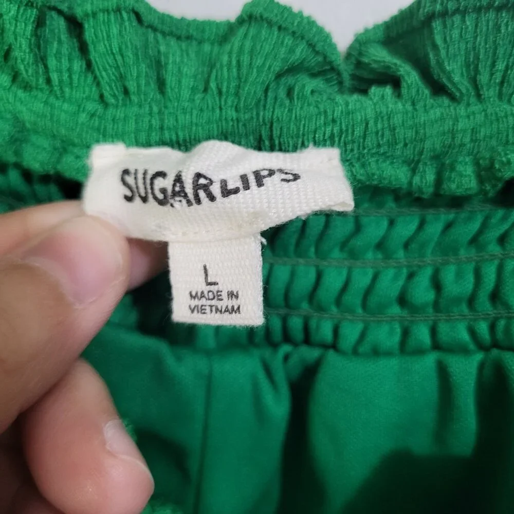 SUGARLIPS Womens LG Kelly Green Miss Sunshine Convertible Sleeve Babydoll Dress - Picture 6 of 12